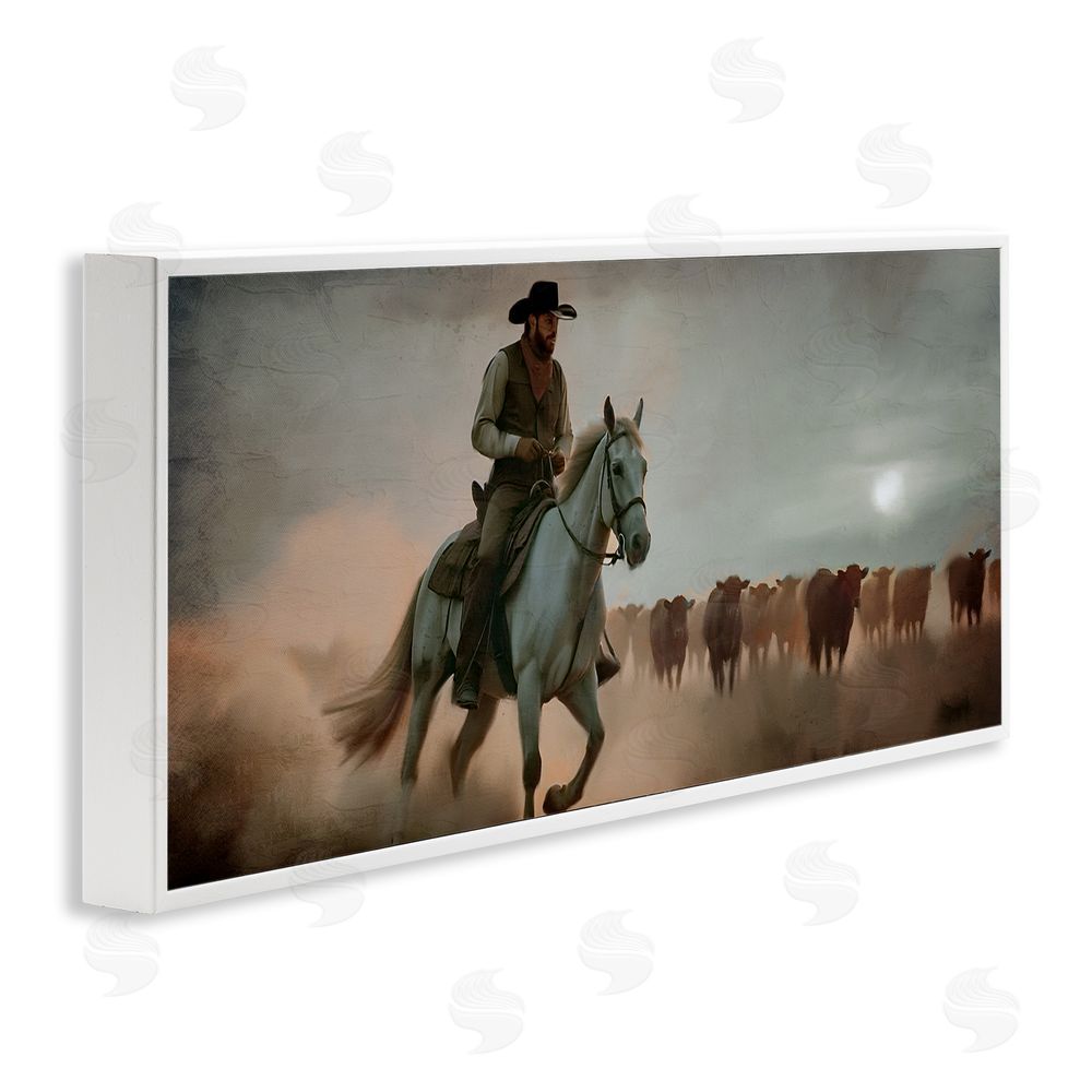 Kim Allen Home Bound Cowboy White Framed Giclee Wall Art Print