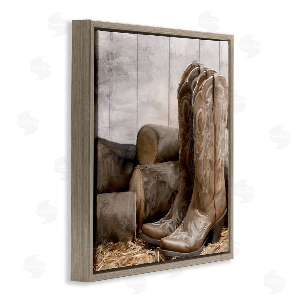 Kim Allen Kick Off Your Boots Brown Floating Frame Canvas Wall Art Print
