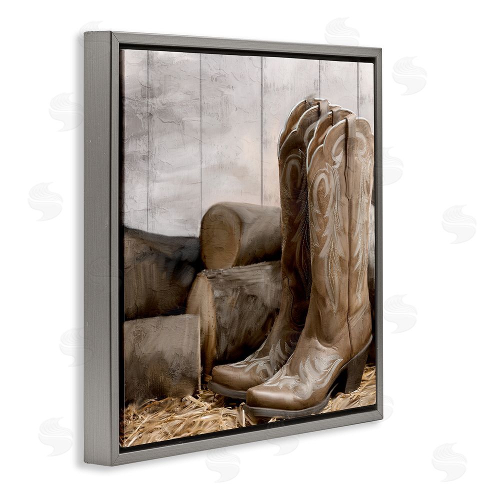 Kim Allen Kick Off Your Boots Gray Floating Frame Canvas Wall Art Print