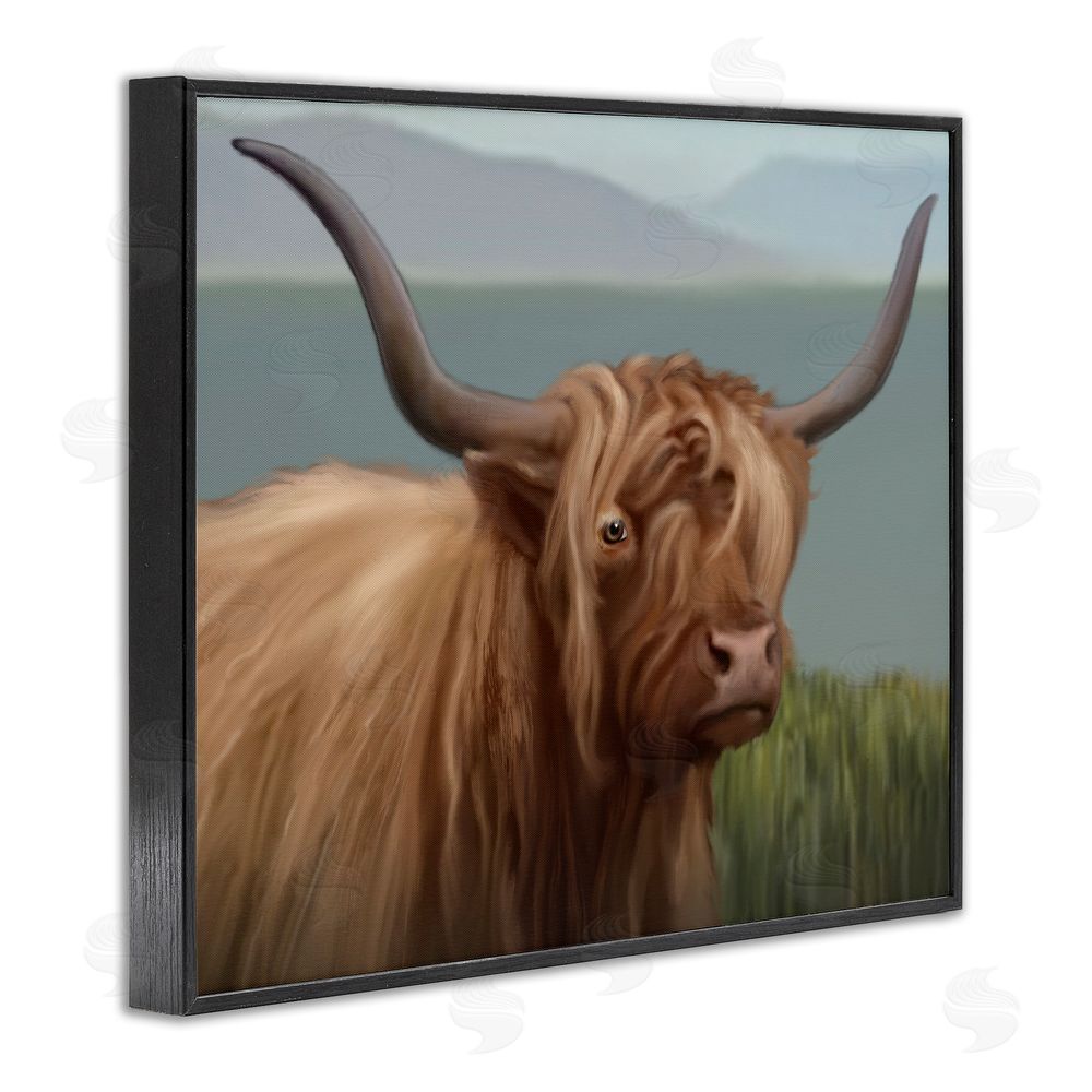 Matthew Piotrowicz Scottish Highland Cattle Landscape Black Framed Giclee Wall Art Print