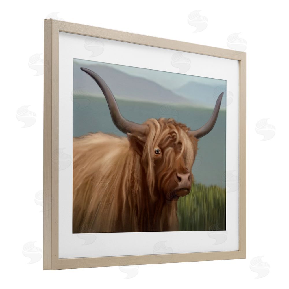 Matthew Piotrowicz Scottish Highland Cattle Landscape Brown Framed Print Under Glass Wall Art