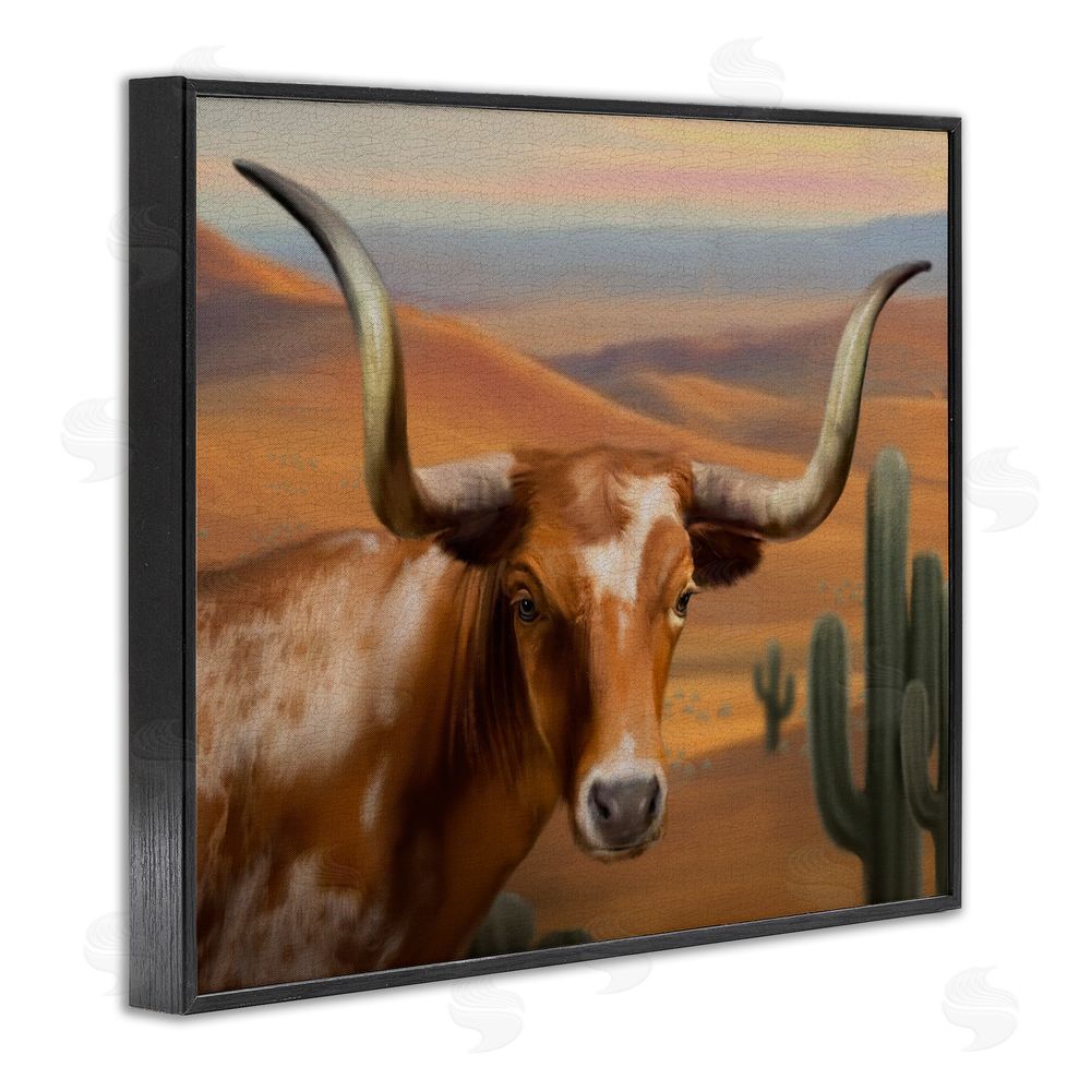 Matthew Piotrowicz Longhorn Western Landscape Black Framed Giclee Wall Art Print