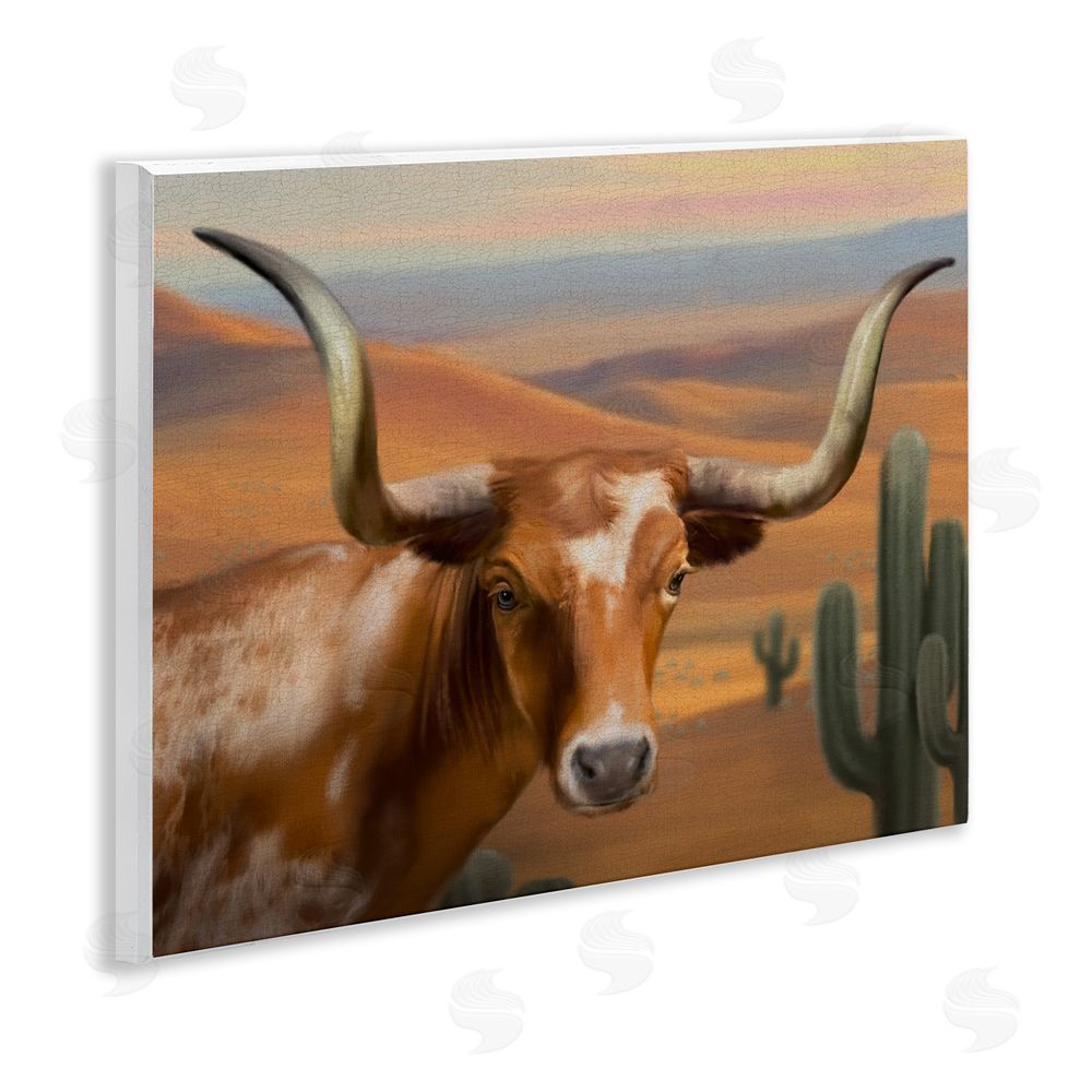 Matthew Piotrowicz Longhorn Western Landscape Wooden Wall Plaque Art Print