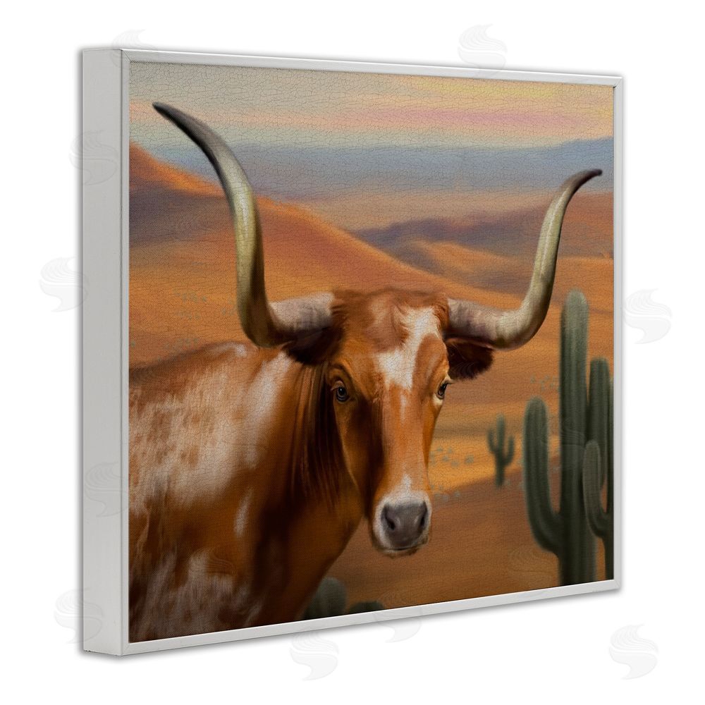 Matthew Piotrowicz Longhorn Western Landscape White Framed Giclee Wall Art Print