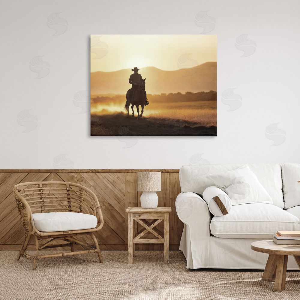 Kim Allen Cowboy's Ride Home Stretched Canvas Wall Art in Room