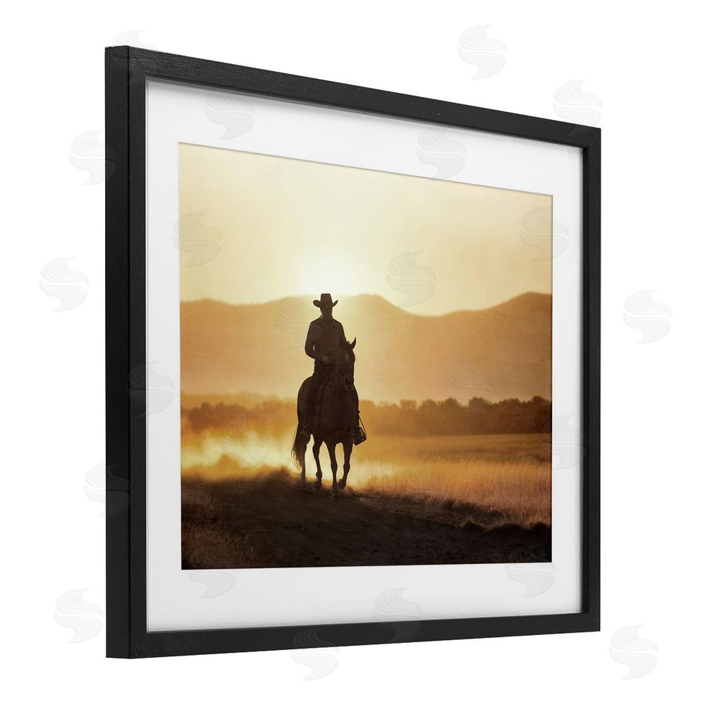 Kim Allen Cowboy's Ride Home Black Framed Print Under Glass Wall Art
