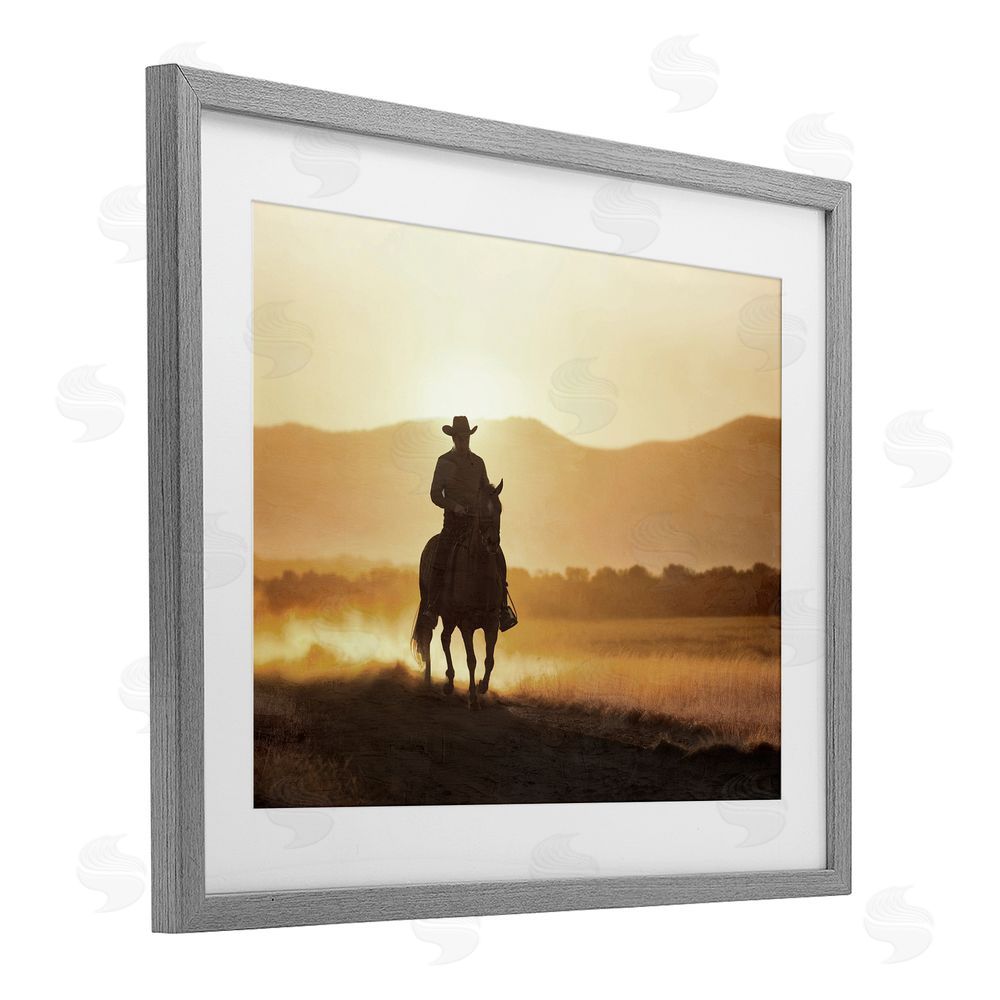 Kim Allen Cowboy's Ride Home Gray Framed Print Under Glass Wall Art