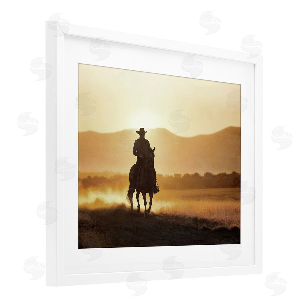 Kim Allen Cowboy's Ride Home White Framed Print Under Glass Wall Art