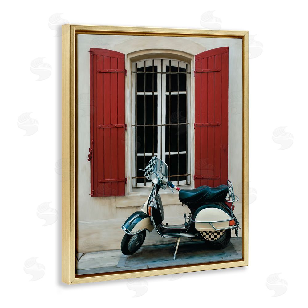 Renel Peters Two Wheel Dream Gold Floating Frame Canvas Wall Art Print