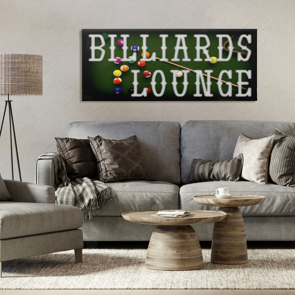 Marcus Prime Billiards Lounge Recreation Stretched Canvas Wall Art in Room