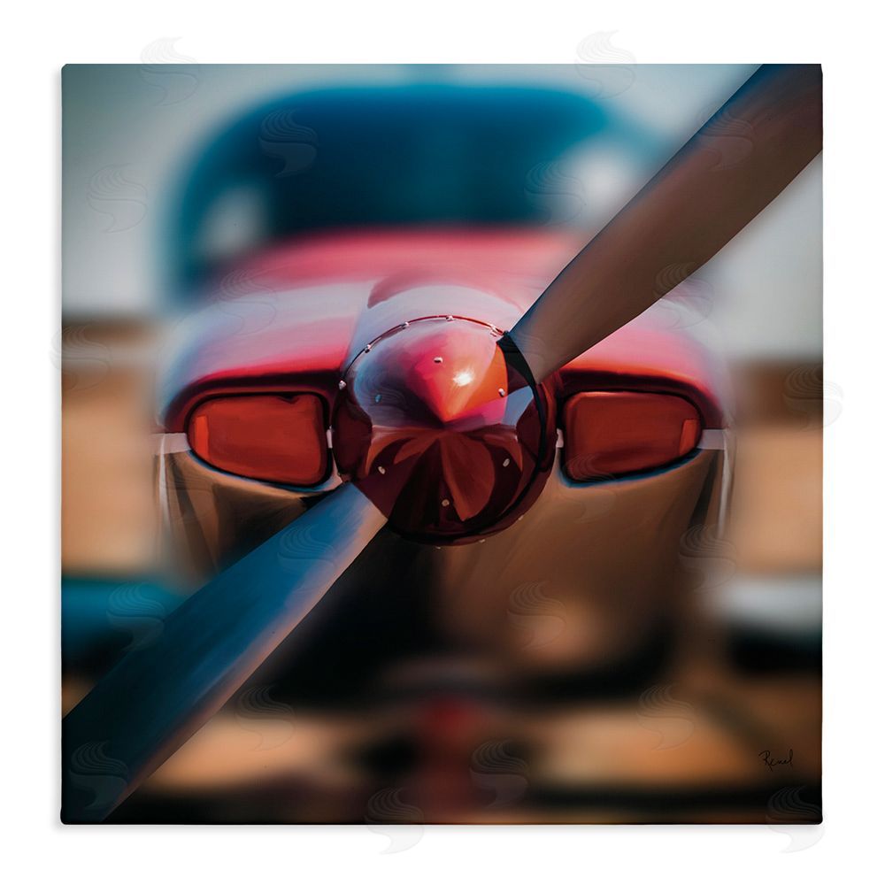 Renel Peters Red Aircraft Propeller Stretched Canvas Wall Art Print