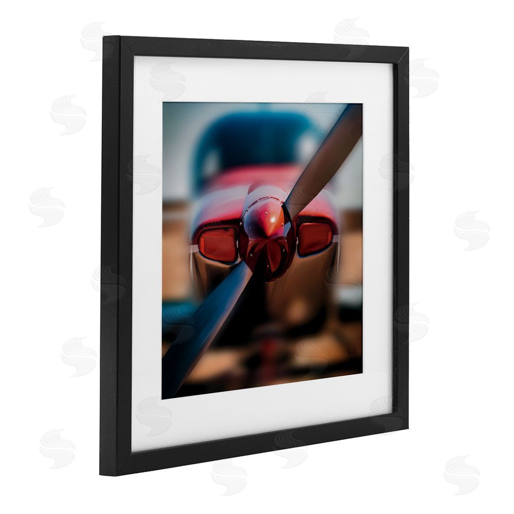 Renel Peters Red Aircraft Propeller Black Framed Print Under Glass Wall Art