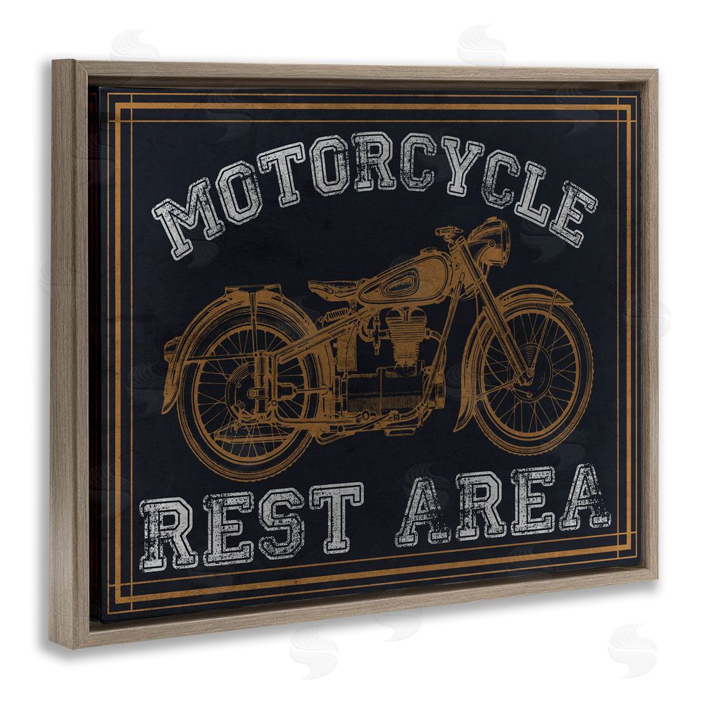 Marcus Prime Motorcycle Rest Area Brown Floating Frame Canvas Wall Art Print
