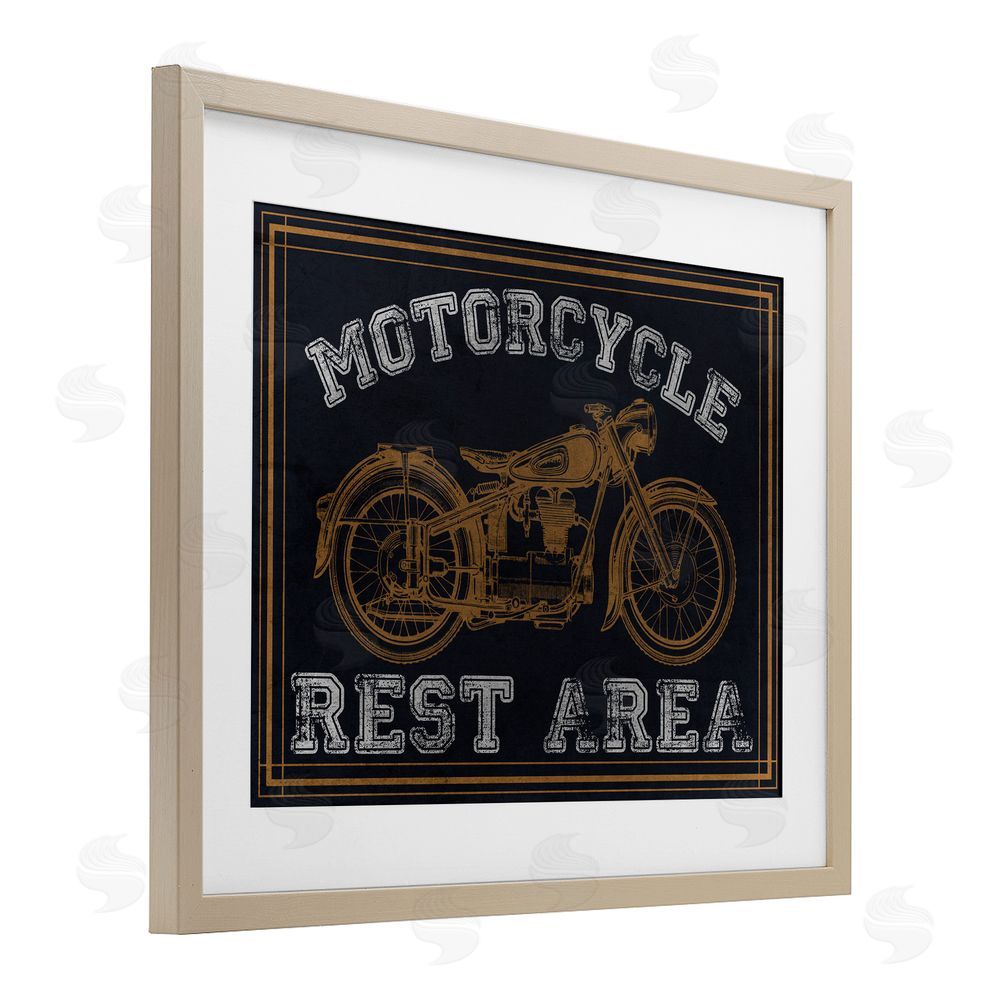 Marcus Prime Motorcycle Rest Area Brown Framed Print Under Glass Wall Art