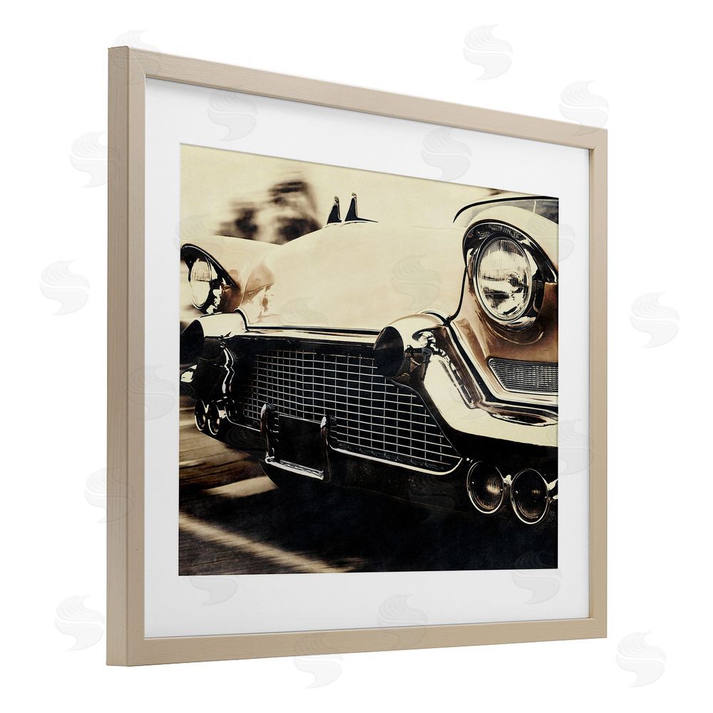 Marcus Prime Vintage Ride Headlights Brown Framed Print Under Glass Wall Art