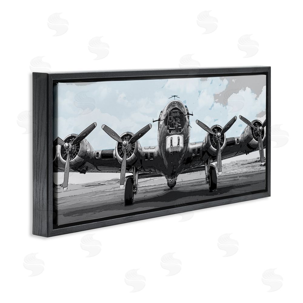 Kim Allen Historic Aviation Aircraft Black Floating Frame Canvas Wall Art Print