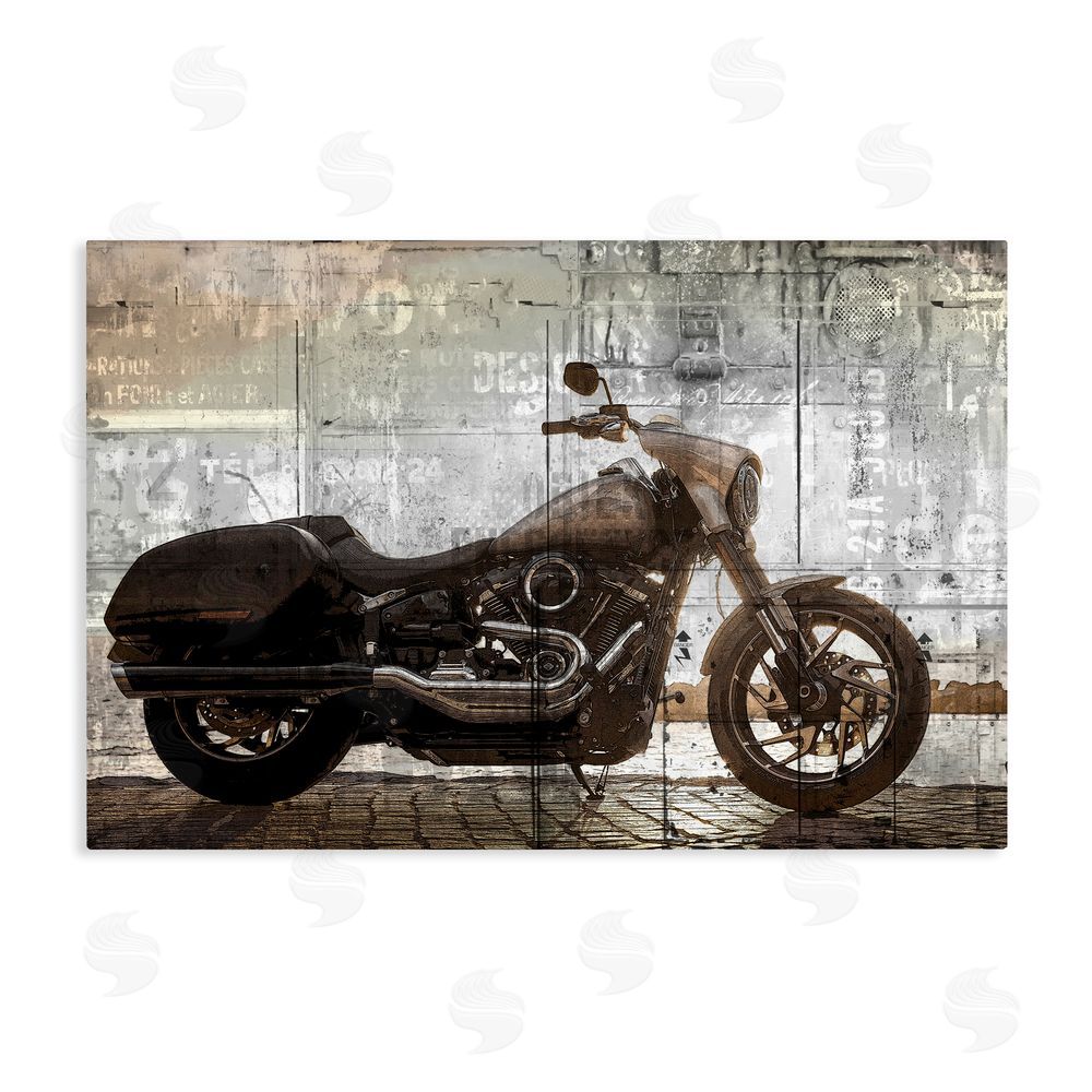 Kim Allen Sunset Ride Motorcycle Stretched Canvas Wall Art Print