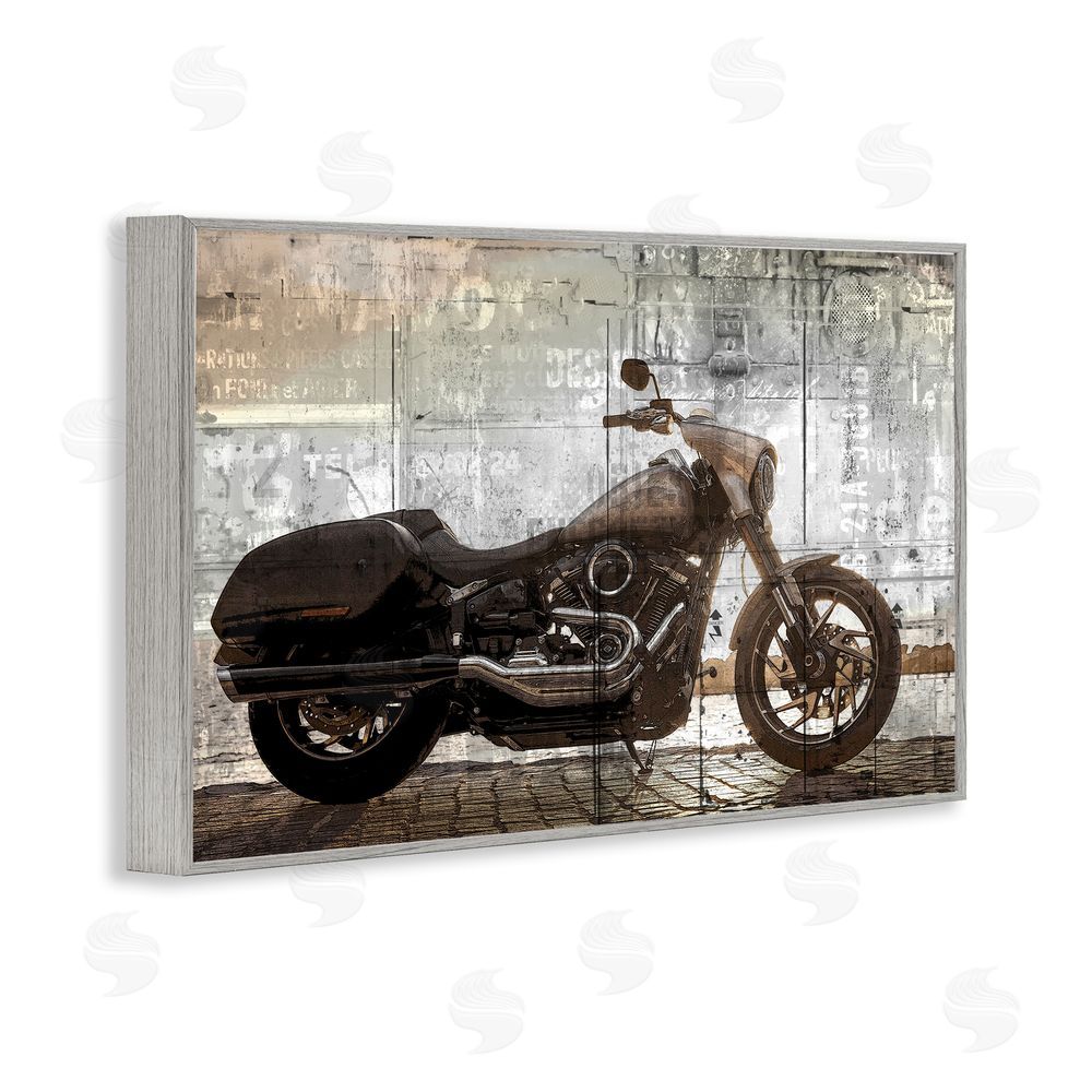 Kim Allen Sunset Ride Motorcycle Gray Framed Giclee Wall Art Print