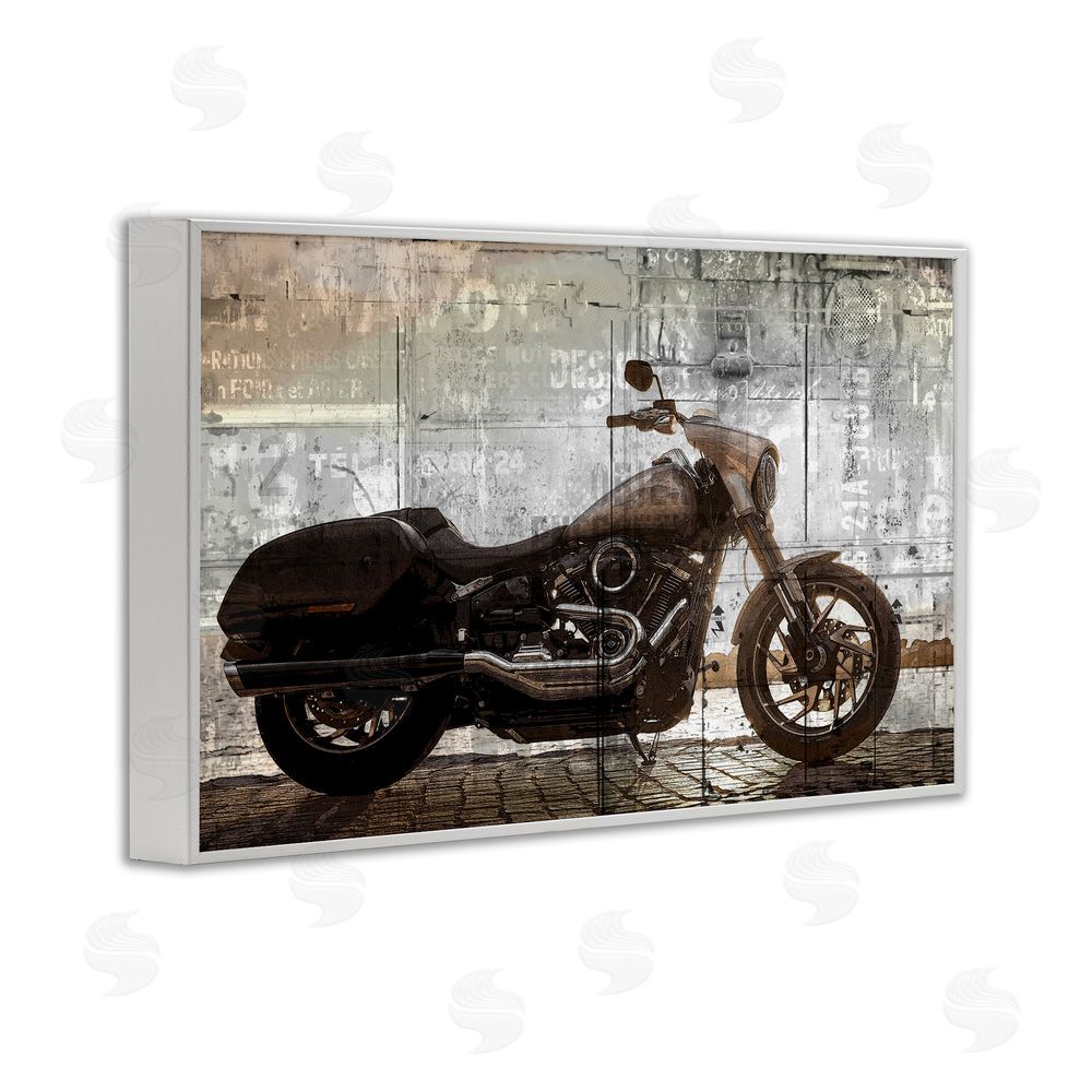 Kim Allen Sunset Ride Motorcycle White Framed Giclee Wall Art Print