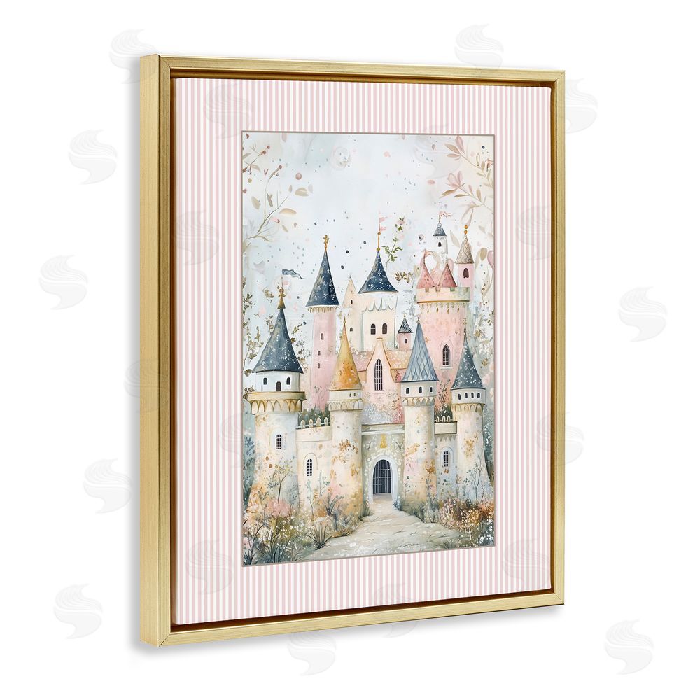 Christine Simpson Art Enchanted Dreams Castle Gold Floating Frame Canvas Wall Art Print