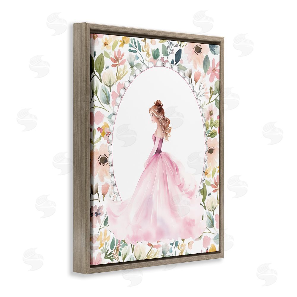 Christine Simpson Art Elegant Princess Love Brown Floating Frame Canvas Wall Art Print