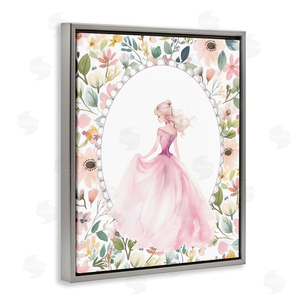 Christine Simpson Art Graceful Princess Love Gray Floating Frame Canvas Wall Art Print