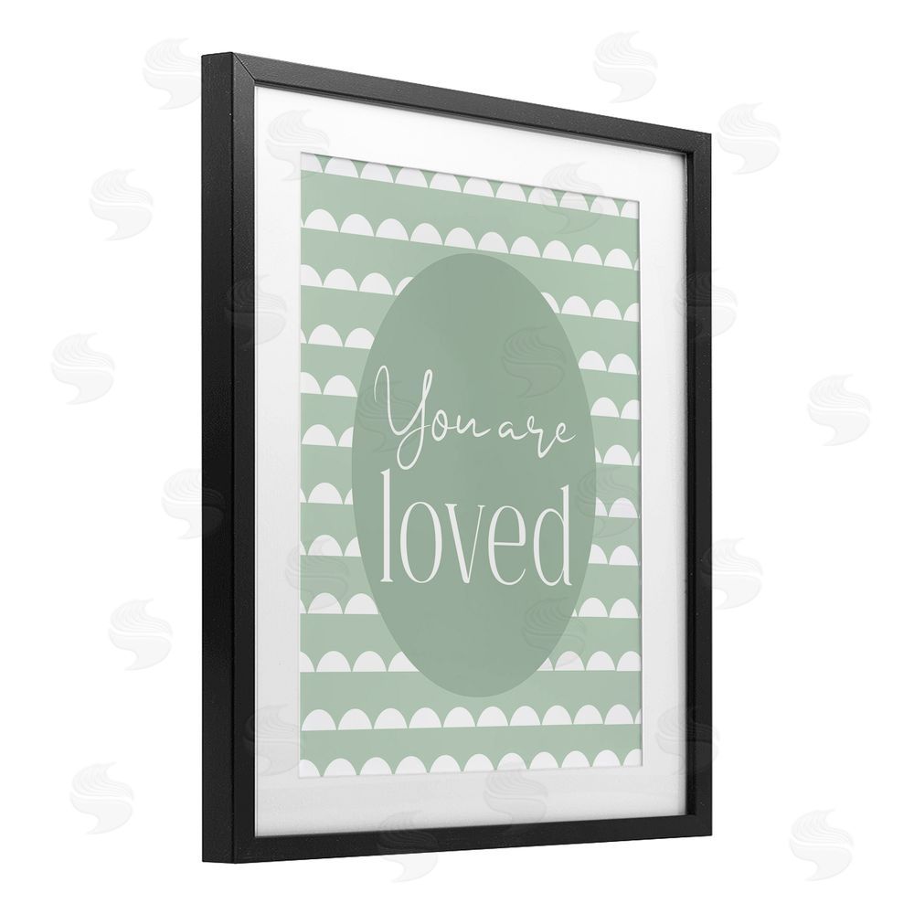 Christine Simpson Art You Are Loved Light Green Black Framed Print Under Glass with Matting Wall Art