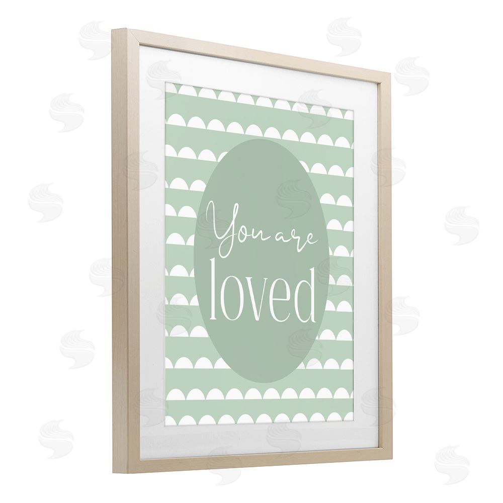 Christine Simpson Art You Are Loved Light Green Brown Framed Print Under Glass with Matting Wall Art
