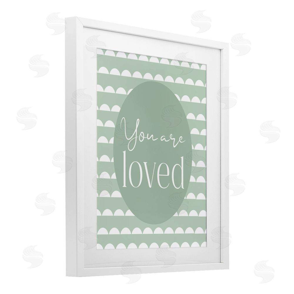 Christine Simpson Art You Are Loved Light Green White Framed Print Under Glass with Matting Wall Art