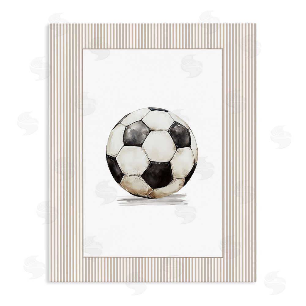 Christine Simpson Art Vintage Sports Soccer Ball Stretched Canvas Wall Art Print