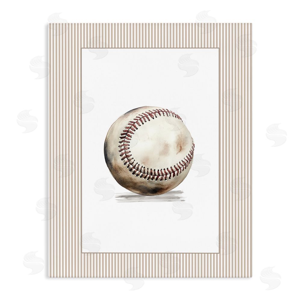 Christine Simpson Art Vintage Sports Baseball Stretched Canvas Wall Art Print