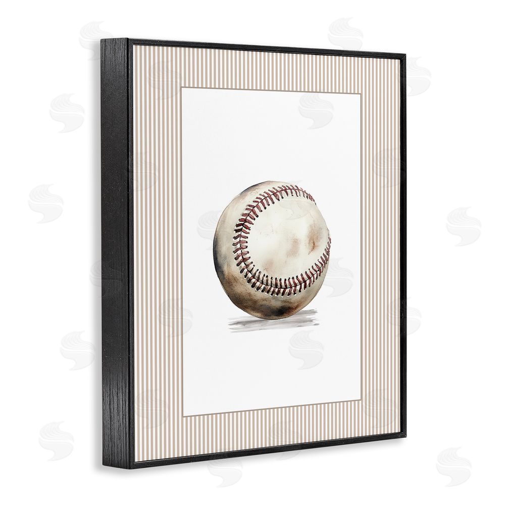 Christine Simpson Art Vintage Sports Baseball Black Framed Giclee Wall Art Print