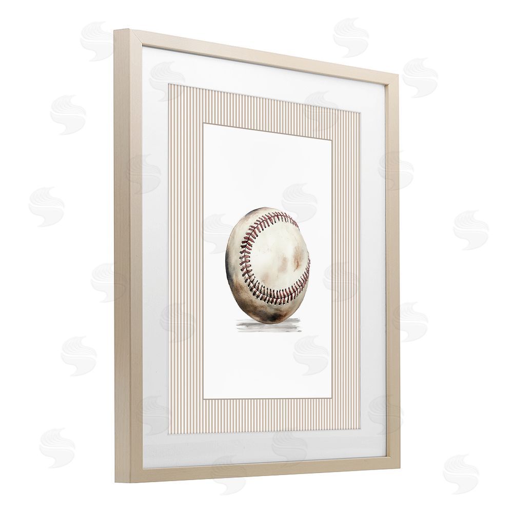 Christine Simpson Art Vintage Sports Baseball Brown Framed Print Under Glass Wall Art