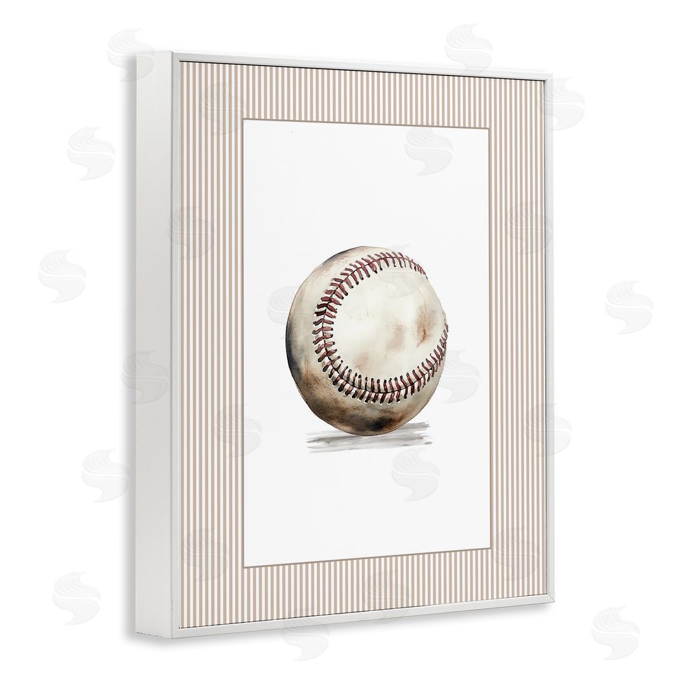 Christine Simpson Art Vintage Sports Baseball White Framed Giclee Wall Art Print
