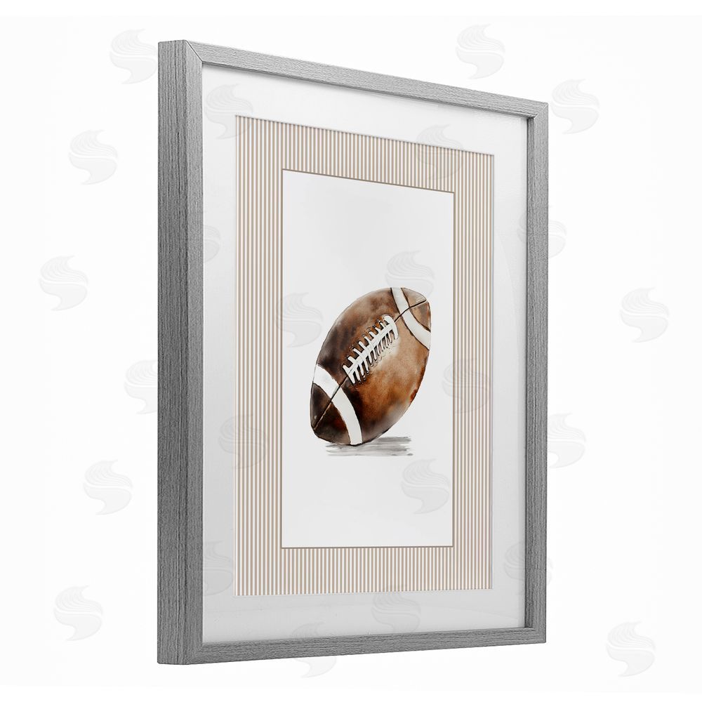 Christine Simpson Art Vintage Sports Football Gray Framed Print Under Glass Wall Art
