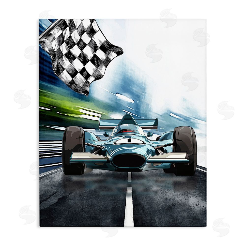 Christine Simpson Art Racecar Set Go Stretched Canvas Wall Art Print