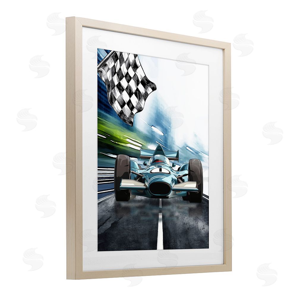 Christine Simpson Art Racecar Set Go Brown Framed Print Under Glass Wall Art