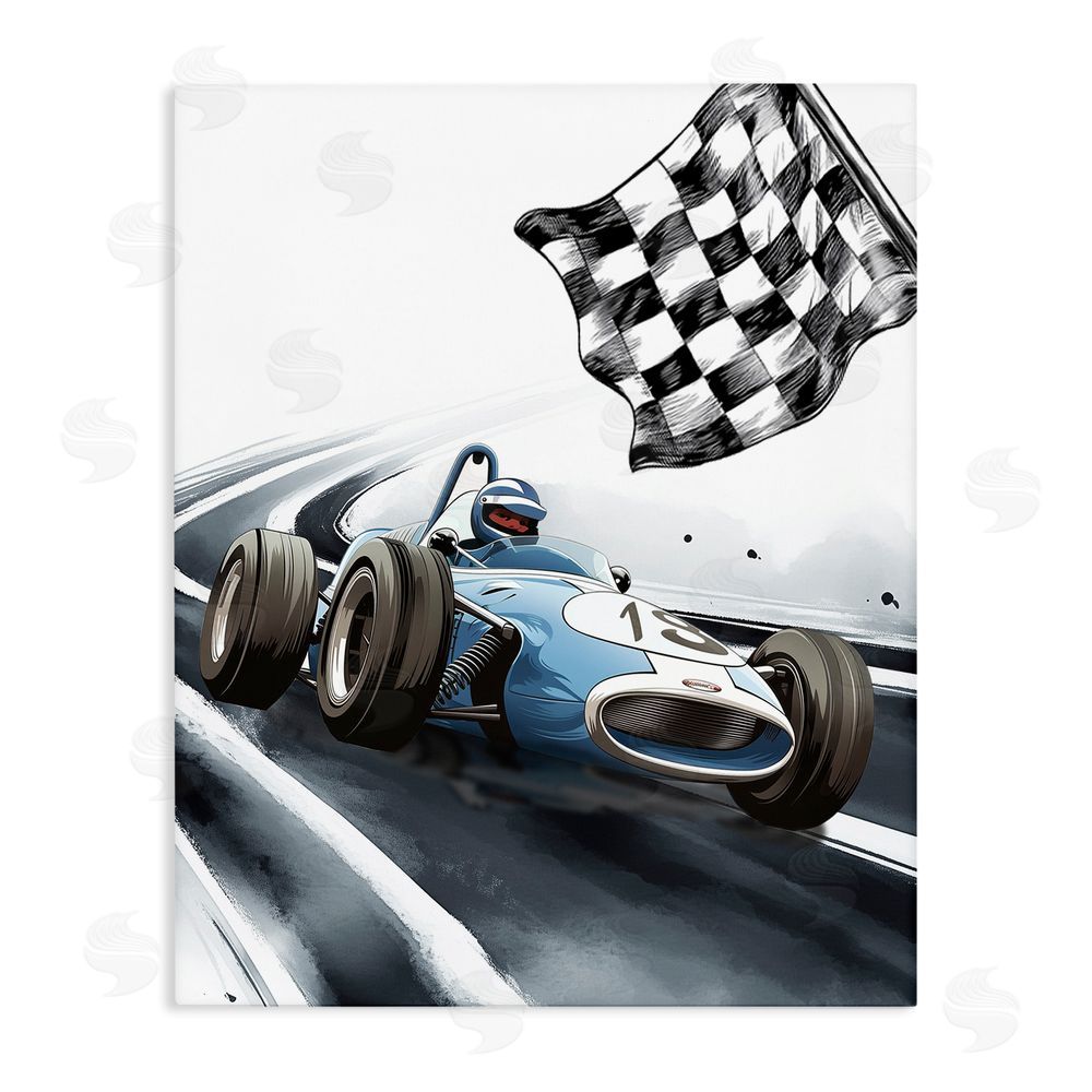 Christine Simpson Art Dynamic Racecar Driving Stretched Canvas Wall Art Print