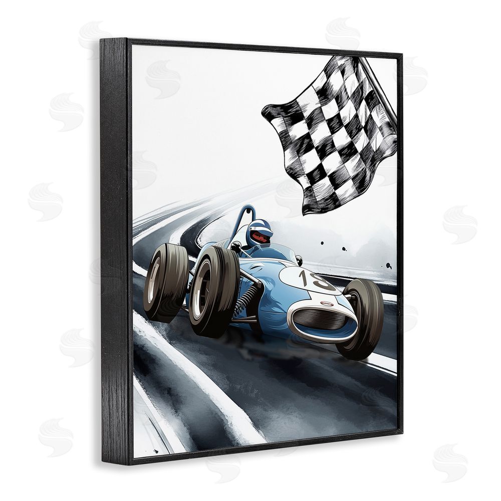 Christine Simpson Art Dynamic Racecar Driving Black Framed Giclee Wall Art Print