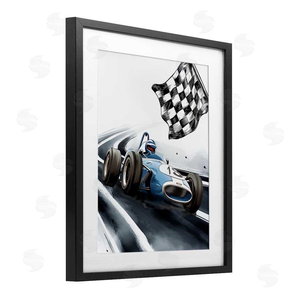 Christine Simpson Art Dynamic Racecar Driving Black Framed Print Under Glass Wall Art