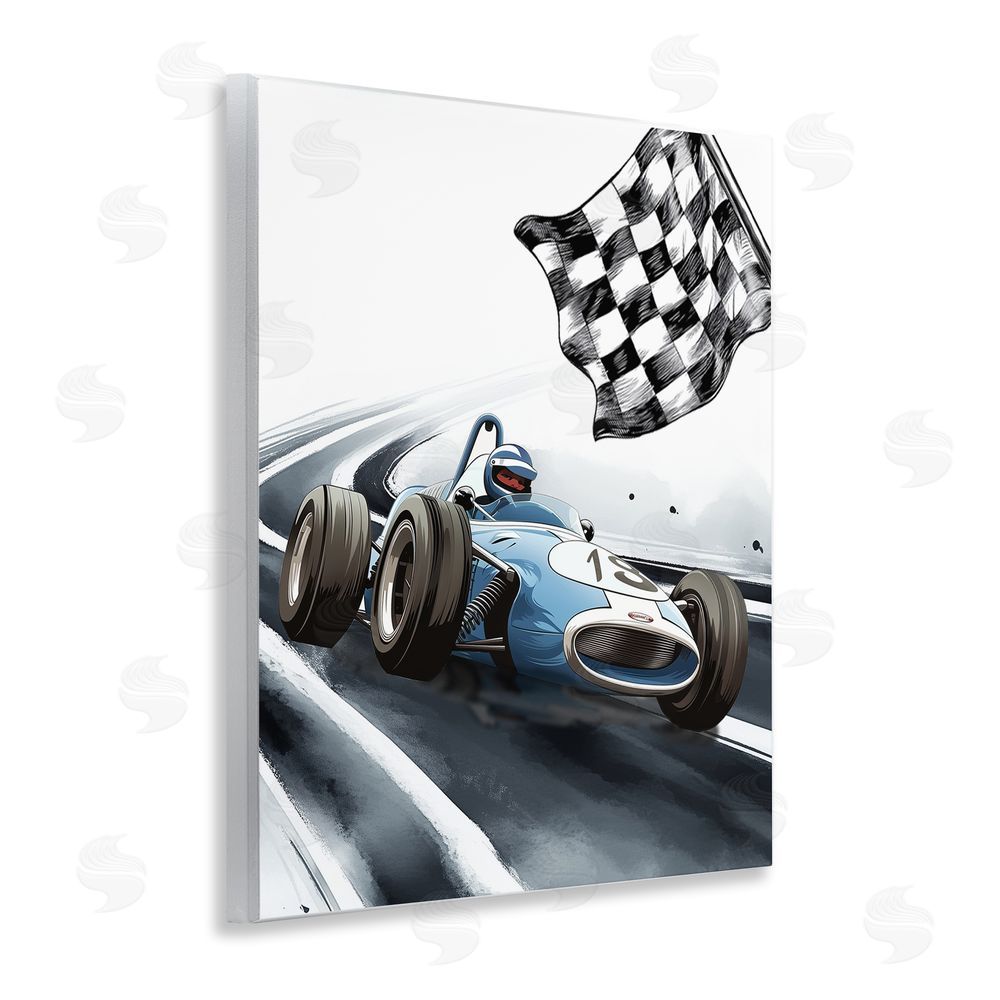 Christine Simpson Art Dynamic Racecar Driving Wooden Wall Plaque Art Print