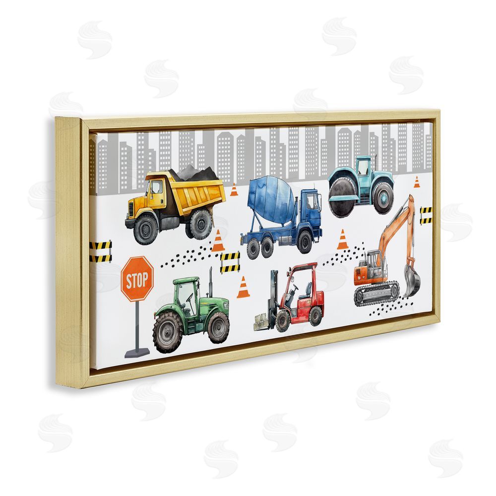 Christine Simpson Art City Keeps On Moving Gold Floating Frame Canvas Wall Art Print