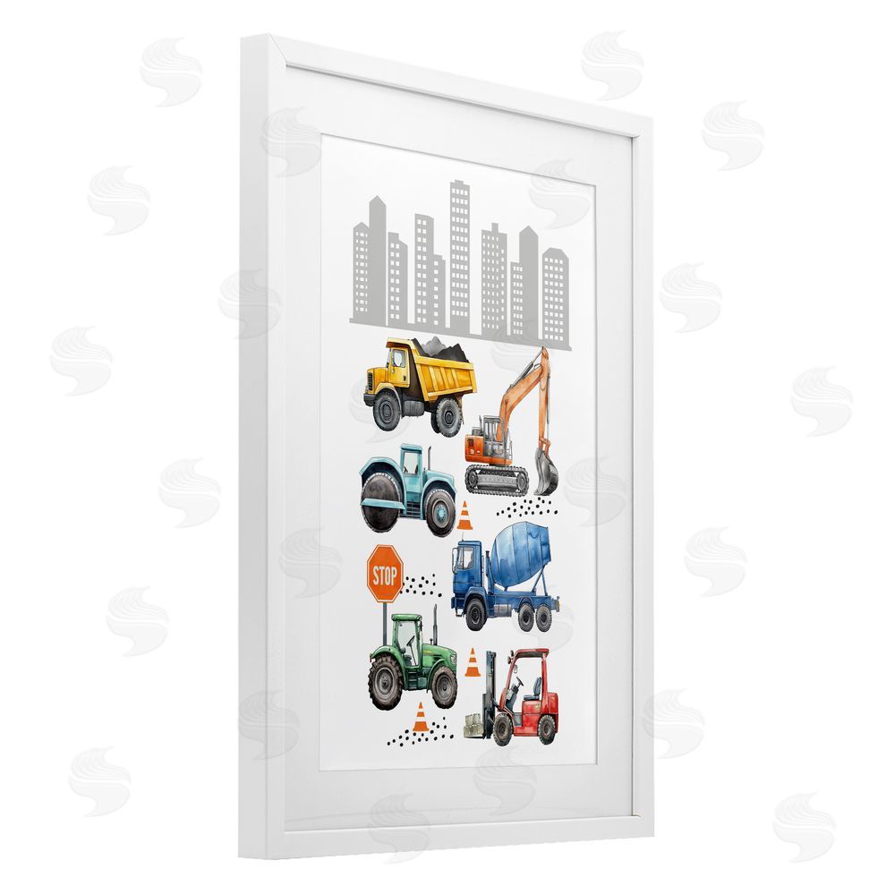 Christine Simpson Art City Keeps Moving White Framed Print Under Glass Wall Art