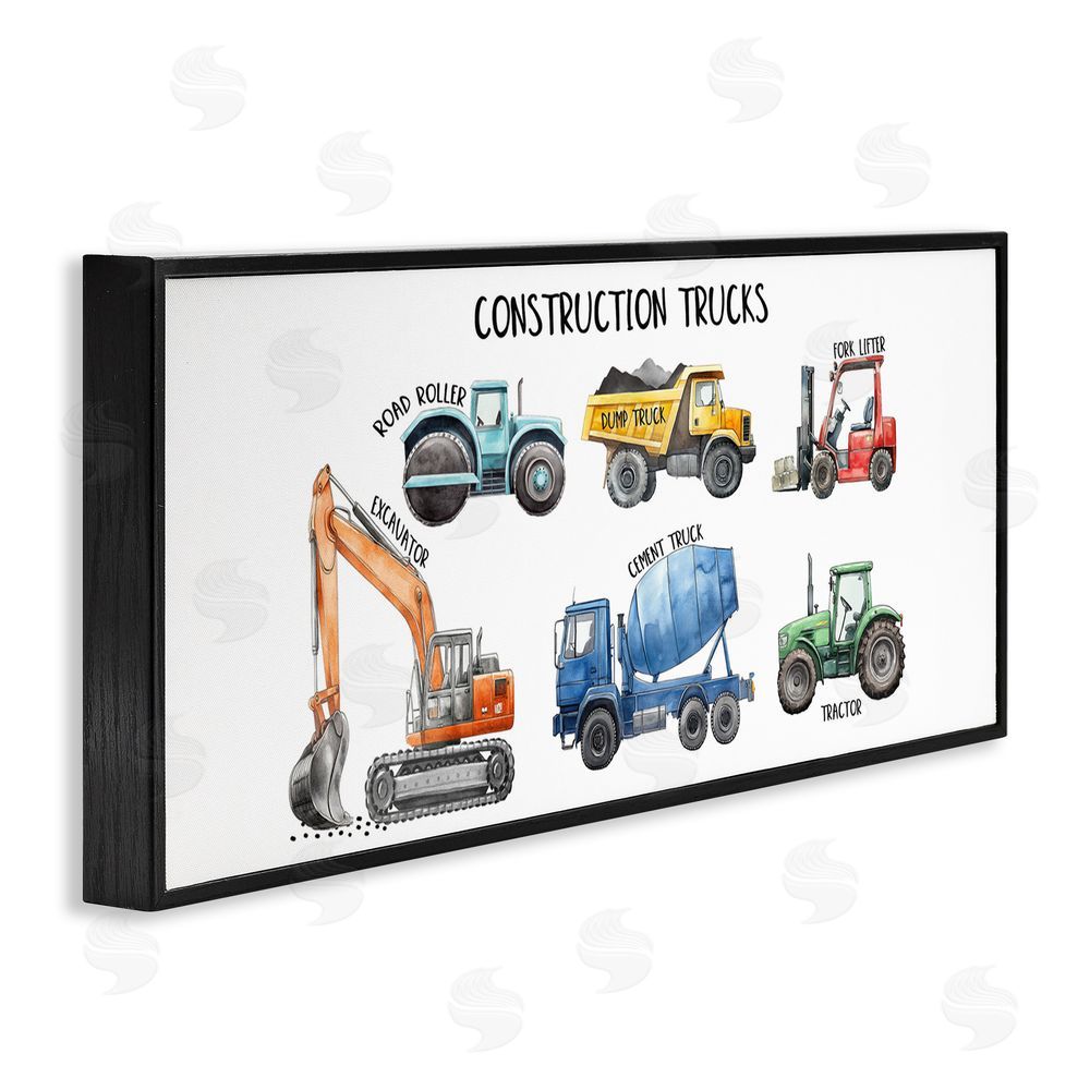 Christine Simpson Art Industrial Construction Trucks Black Framed Giclee Wall Art Print