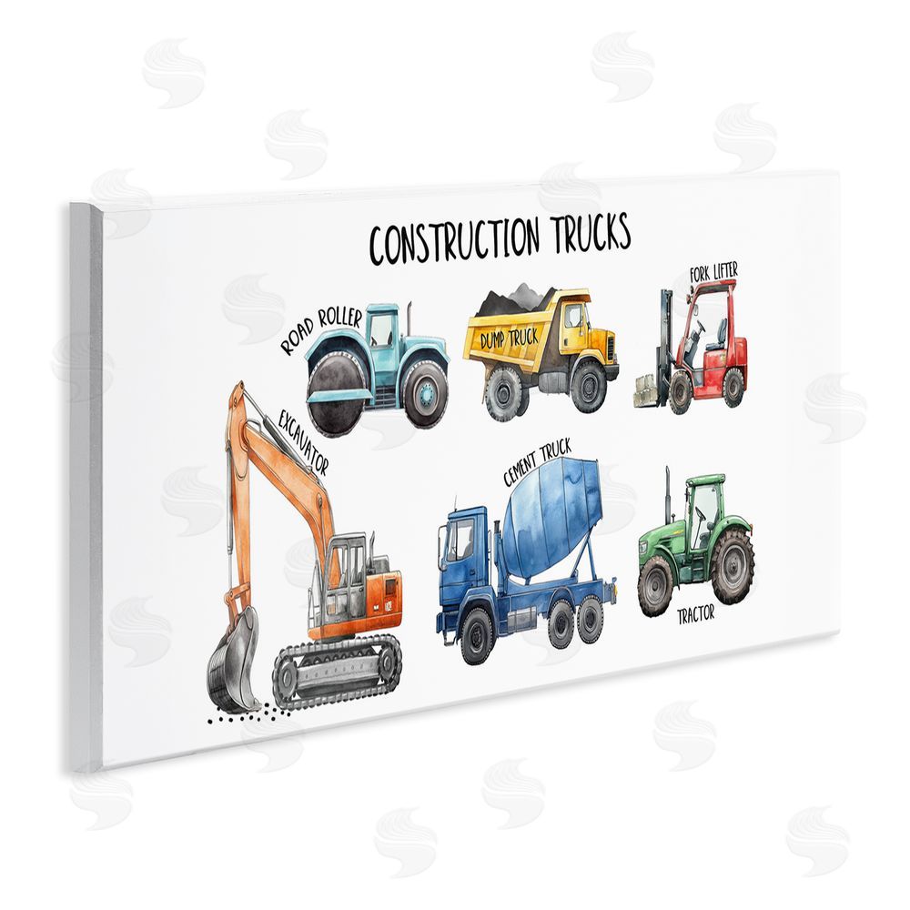 Christine Simpson Art Industrial Construction Trucks Wooden Wall Plaque Art Print