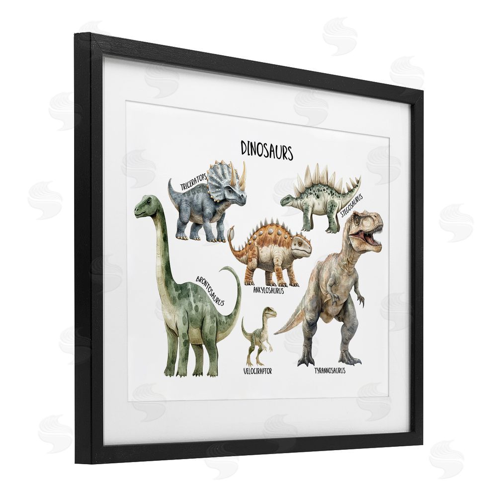 Christine Simpson Art Meet The Dinosaurs Black Framed Print Under Glass Wall Art