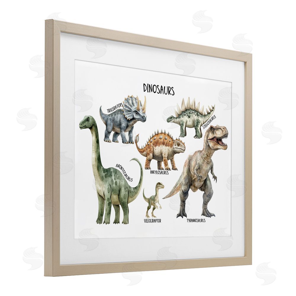 Christine Simpson Art Meet The Dinosaurs Brown Framed Print Under Glass Wall Art