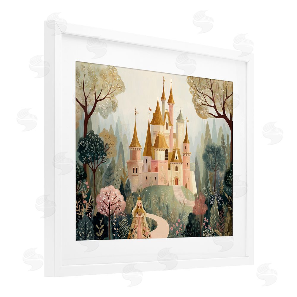 Christine Simpson Art Whimsical Castle Path White Framed Print Under Glass Wall Art