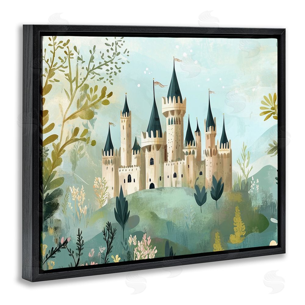 Christine Simpson Art Princess' Castle View Black Floating Frame Canvas Wall Art Print