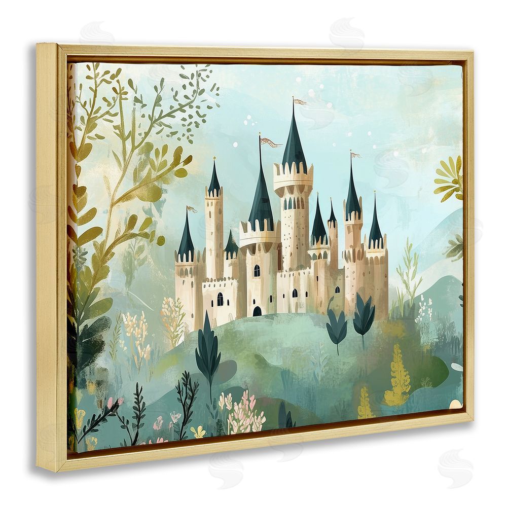Christine Simpson Art Princess' Castle View Gold Floating Frame Canvas Wall Art Print